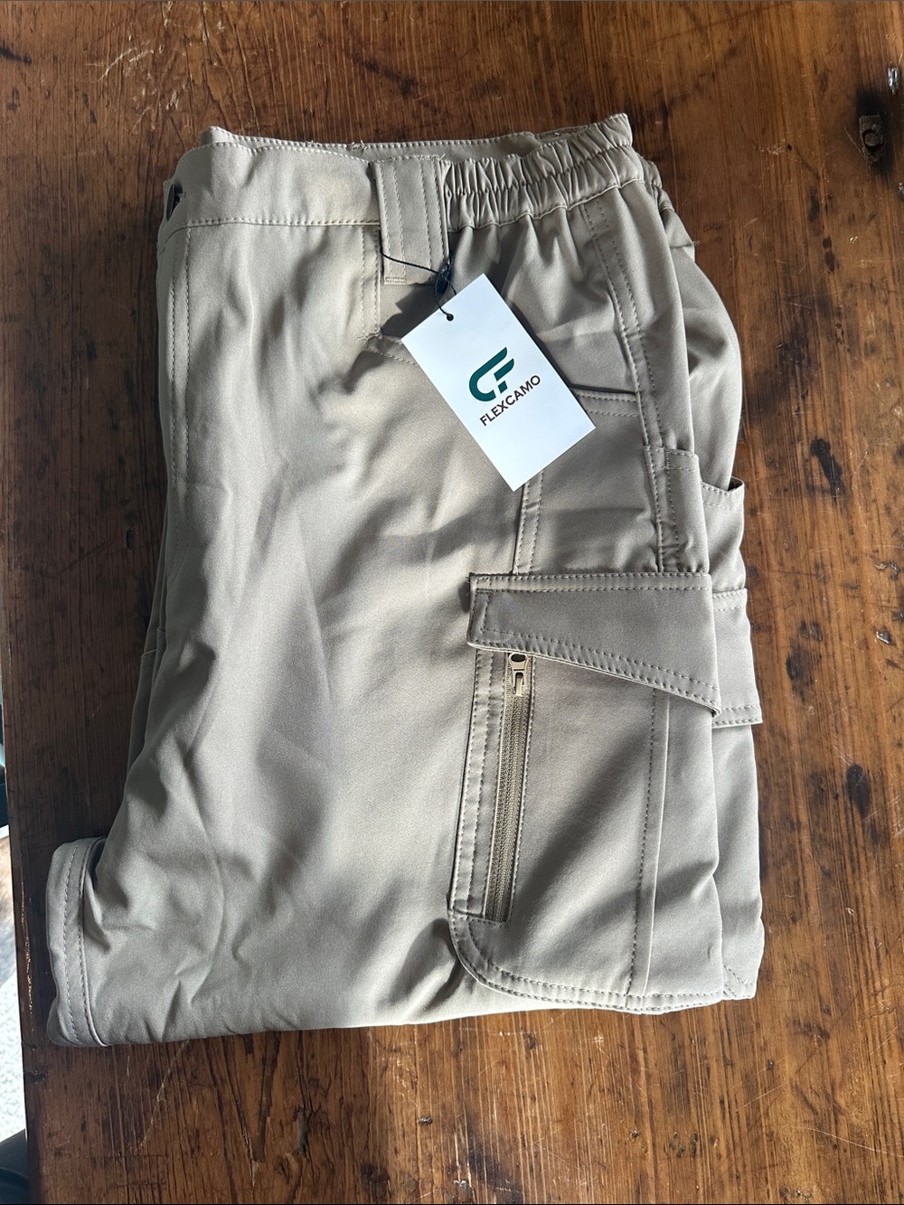 Flexcamo XL 30 Khaki Cargo Pants with Zip Pocket